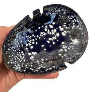 Retro Blue Speckled Enamel Ashtray
